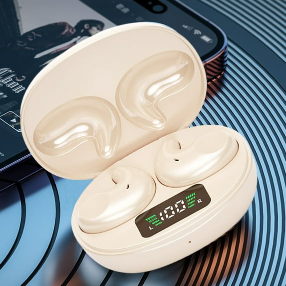 Earphone wireless, Hwkond Wireless Earbuds Bluetooth 5.3 In Ear Style EarphonesBuilt-in Microphone IPX4 Immersive Premium Sound Headset With Charging Case, Beige, Up To 60% Off