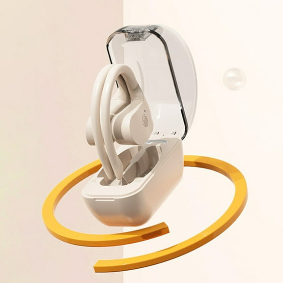 Earphone wireless, Hwkond Wireless Earbuds Headphone Bluetooth 48hrs Play Back Sport Earphones With LED Display Over-Ear Buds With Earhooks Built-in Mic Headset For Workout, Beige, Up To 60% Off