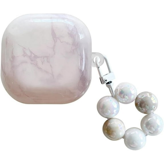 Earphones Cover for Galaxy Buds FE/2/2 Pro/Pro/Live Charger Case,Colourful Protective Earbuds Shell with Chain for Girls Women (White)