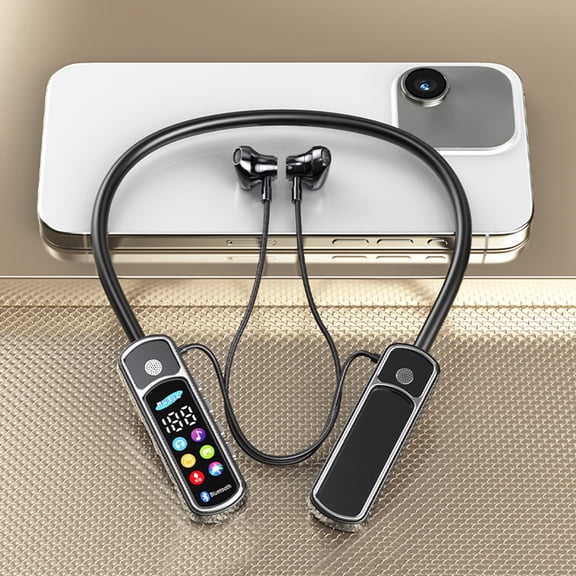 Earphones Earbuds, Neck Hanging Bluetooth Earphones Bluetooth 5.49 With LED Screen And Battery Display Earphones With Ear Reverb Supports Card Insertion Playback Bluetooth Earbuds Noise Cancelling