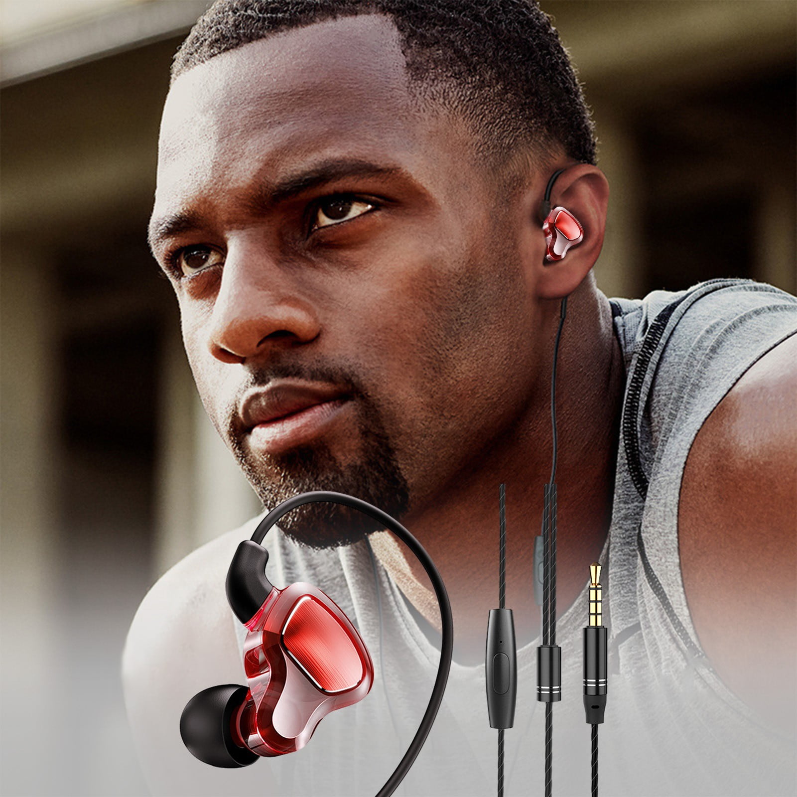 Earphones In Ear Quad Core Dual Dynamics K Song Subwoofer Sport Ear