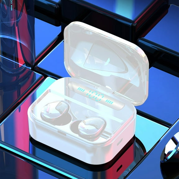 Earphones for Kids, Hwkond Bluetooth Headphones Touches LED Digital Display Screen 5.3 Bluetooth Chip HIFI Stereo Surround Sound Intelligent Noise Reduction Low Latency, White, Up to 60% Off