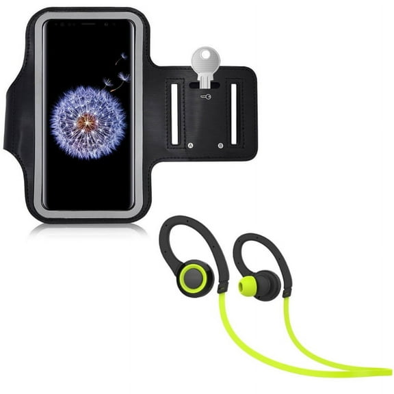 Earphones Sports Wireless Headset w Gym Workout Sports Running Armband P2K for Motorola One Zoom, Moto Z4 G7 Power E5 Plus - OnePlus 7 Pro - Samsung Galaxy S9 Plus, S8+, Note 8 A50 A20