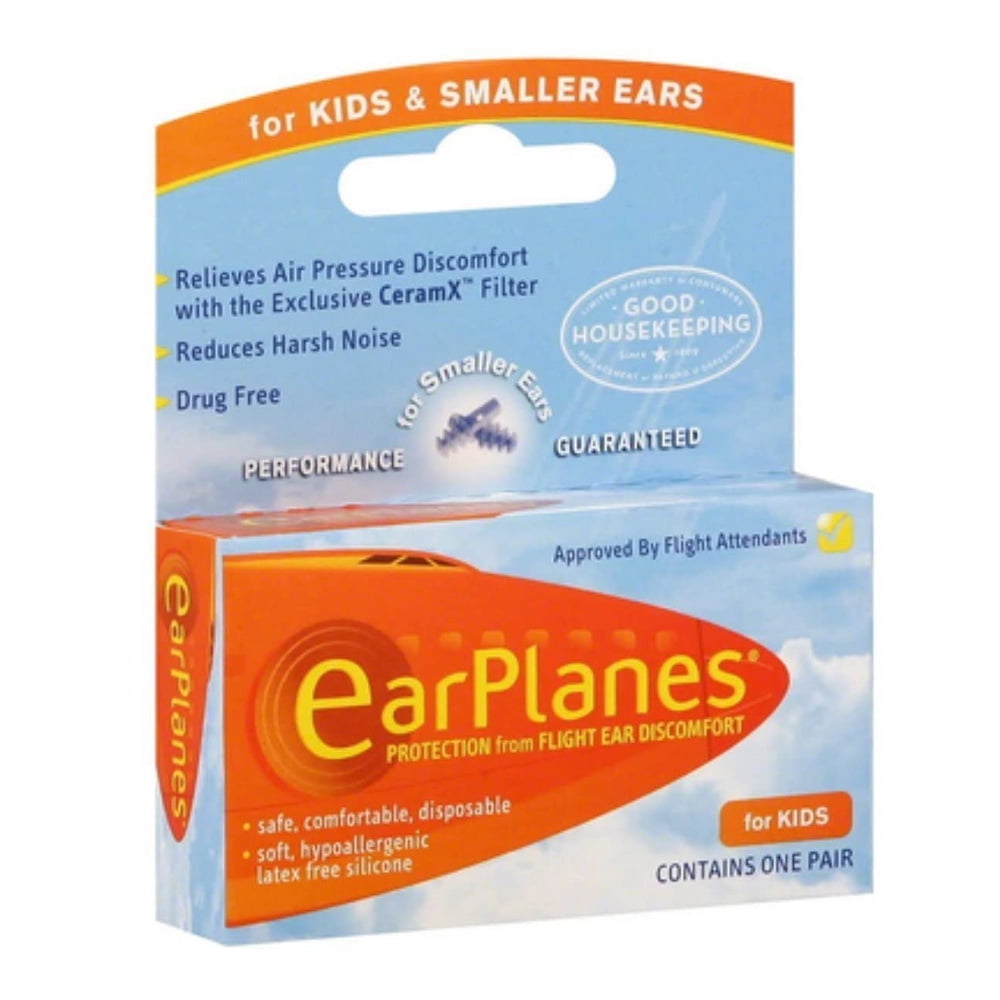 Earplanes Childrens Ear Plugs Disposable For Flight Sound Noise And Air Protection, 1 Pair, 6 Pack