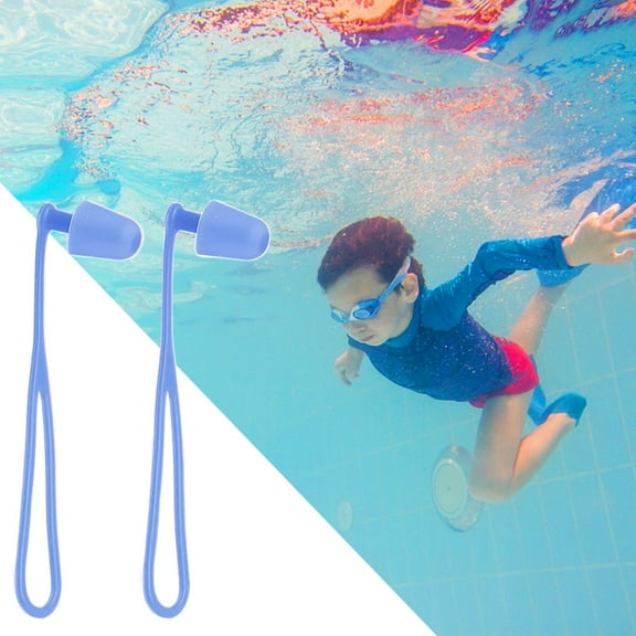 Earplugs for Swimming Silicone Swim Ear Plugs Adults Waterproof Reusable Hearing Protection Earbuds 1 Pair with Lanyard for Shower Pool Diving Surfing Kayaking feasible