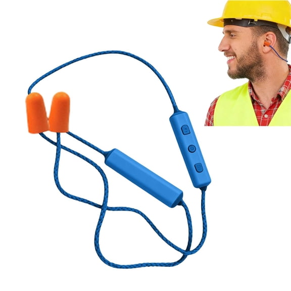 Earplugs for Work, Noise Suppression Ear Plugs Earphone, Headphones with Mic and Controls for Construction Sites, Noisy Places,Blue,1Pc