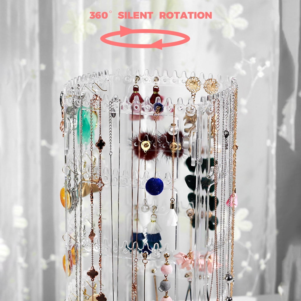 Earring And Jewelry Organizer 360 Rotating 4 Tiers Jewelry Display Rack Storage Containers