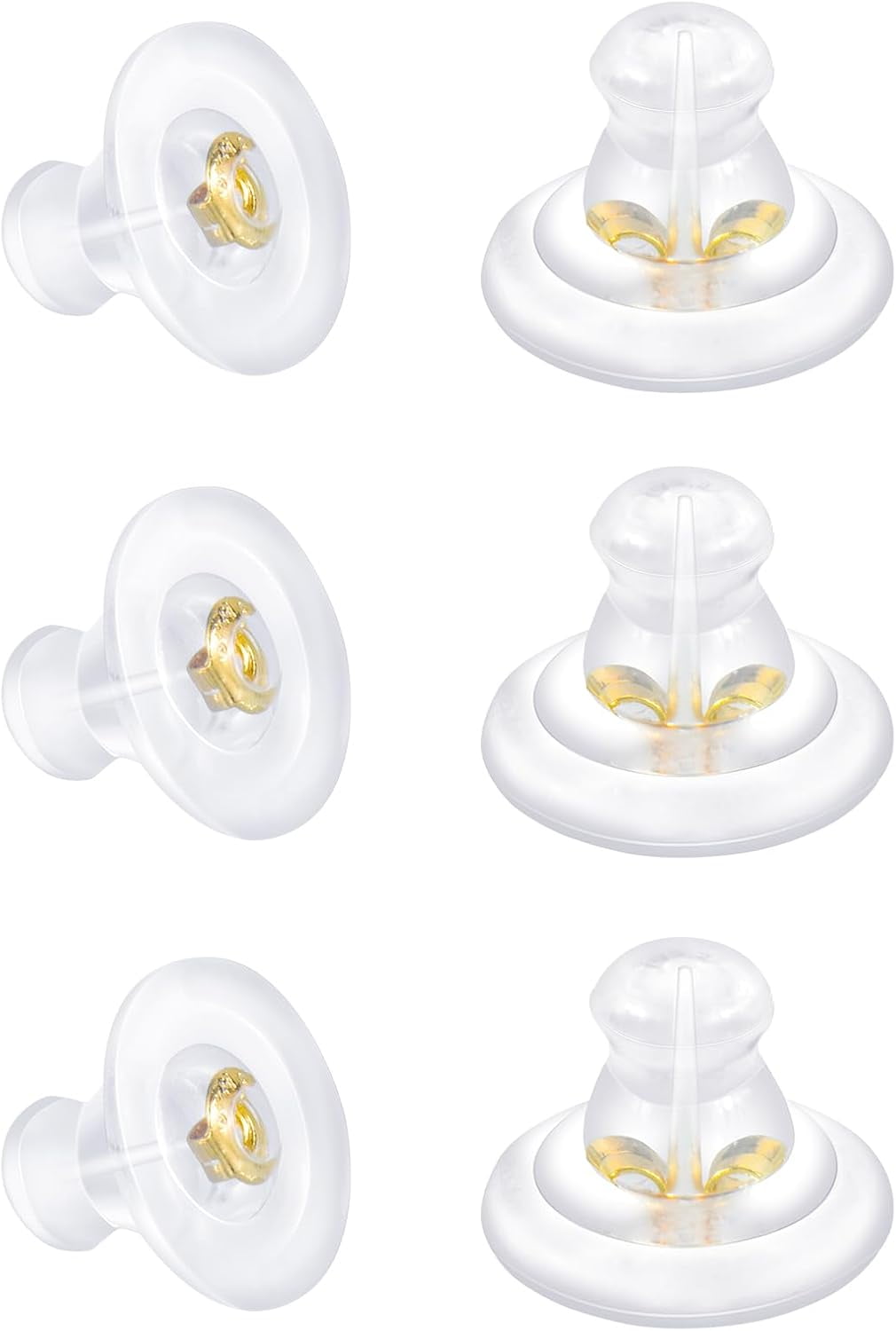 Earring Backs,18K Gold Silicone Earring Backs for Studs/Droopy Ears,Locking Secure Earring Backs for Heavy Earring,No-Irritate Hypoallergenice Soft Clear Earring Backs for Adults