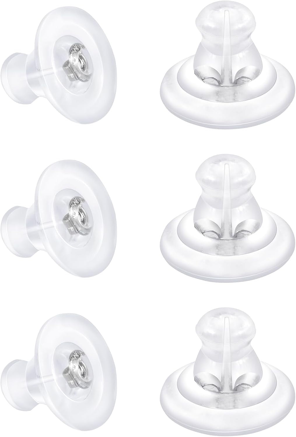 Earring Backs,18K Gold Silicone Earring Backs for Studs/Droopy Ears,Locking Secure Earring Backs for Heavy Earring,No-Irritate Hypoallergenice Soft Clear Earring Backs for Adults