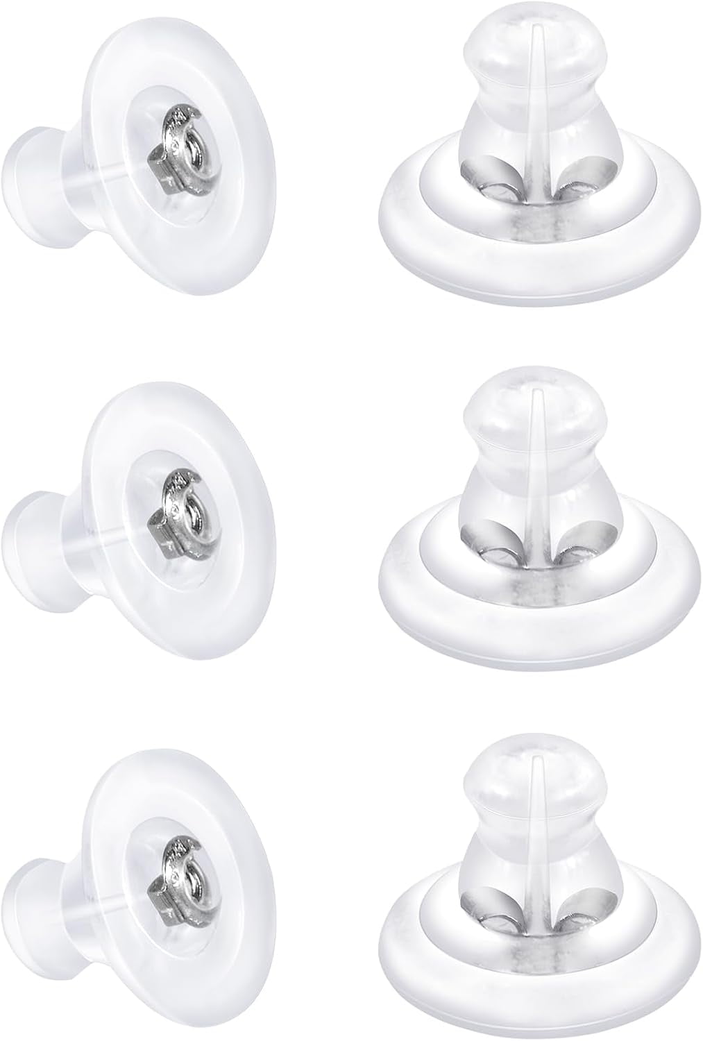 Earring Backs,18K Gold Silicone Earring Backs for Studs/Droopy Ears,Locking Secure Earring Backs for Heavy Earring,No-Irritate Hypoallergenice Soft Clear Earring Backs for Adults