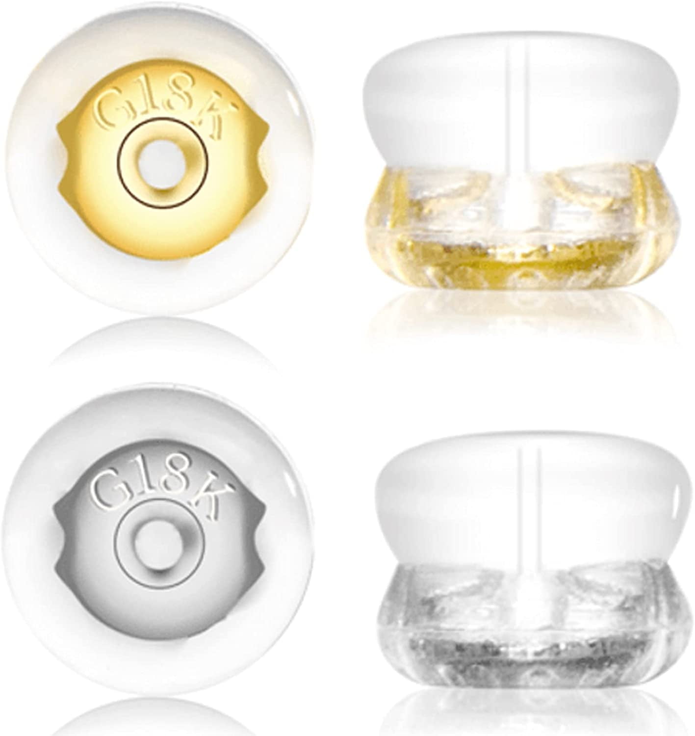 Silicone Earring Backs with Gold Locking Mechanism