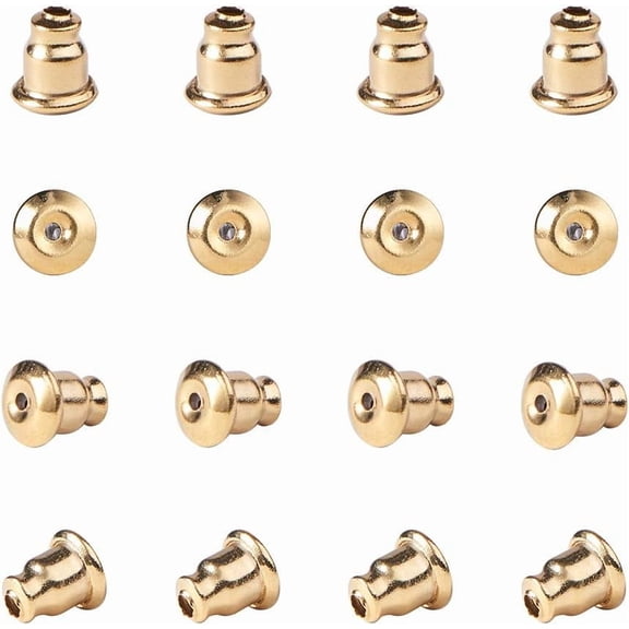 Earring Backs 30pcs Golden Earring Nuts Replacements Earring Safety Backs Stoppers for Earring Craft Accessories
