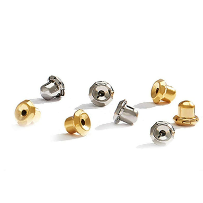Earring Backs | (4) Stainless Steel and (4) 24K Gold Plated | Inverness Replacement Clutches | 8 Pcs, Made for Healing Piercings. Inverness Exclusive.