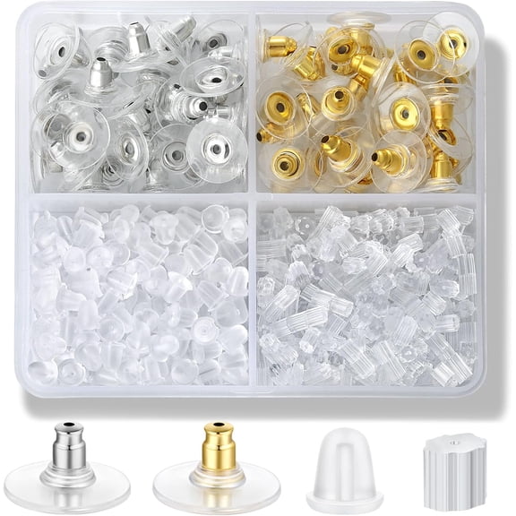 Earring Backs 4 Styles, Hypoallergenic Metal Earring Backs, Bullet Shape Safety Backing Replacements for Studs Hoops