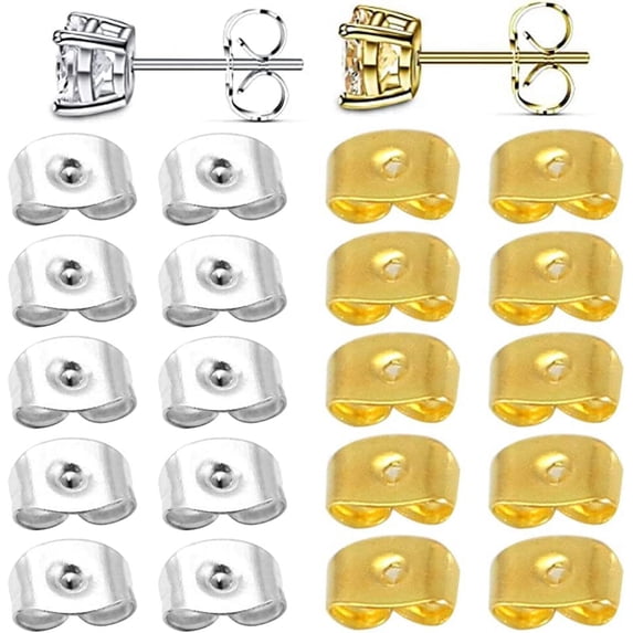 Earring Backs, Butterfly Earring Backs, 100Pcs/50Pairs Earring Backs Replacement Secure Ear Lockings, Screw on Gold Silver