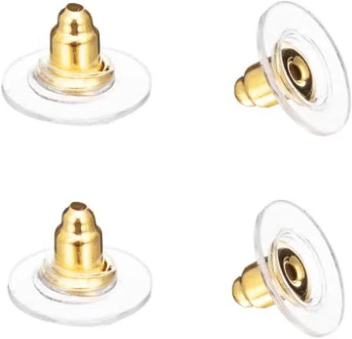 Earring Backs,4PCS Dics Earring Backs for Studs, Droopy Ears, Heavy Earrings, Secure Pierced Earring Backs Replacements in White Gold, Large Heavy