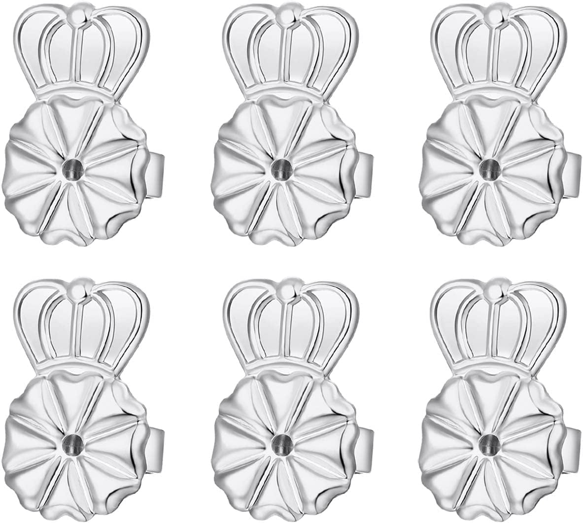 Earring Backs Lifters,3 Pairs Secure Earring Backs for Droopy Ears,Adjustable Hypoallergenic Earring Backs for Heavy Earring(10MM White)