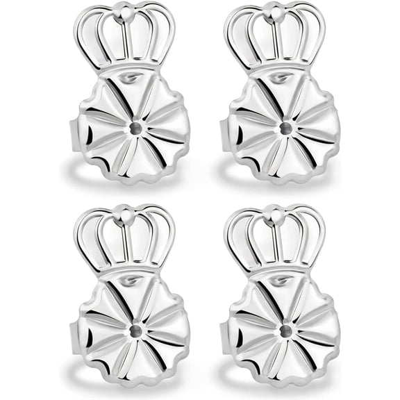 Earring Backs for Droopy Ears, Hypoallergenic 925 Silver Earring Backs Replacements for Heavy Earring Support Backs for Diamond Studs (2 Pairs)
