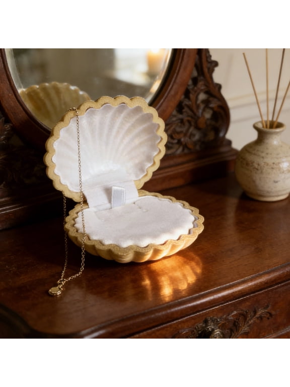 Earring Box Gift Sea Shell Shape Jewelry Box for Earring Ring Necklace Display Storage Organizer Gift Velvet Shell Jewelry Boxs,Jewelry Boxes and Organizers