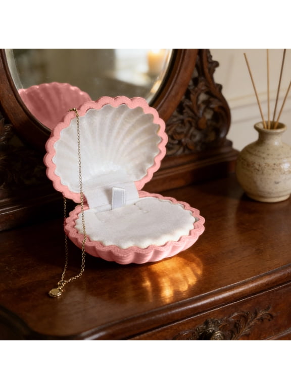 Earring Box Gift Sea Shell Shape Jewelry Box for Earring Ring Necklace Display Storage Organizer Gift Velvet Shell Jewelry Boxs,Jewelry Boxes and Organizers