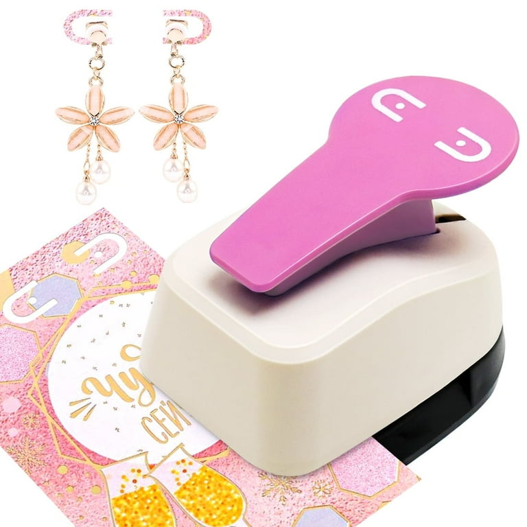Earring Card Hole Puncher Pink Craft Lever Punch Tool for Cards