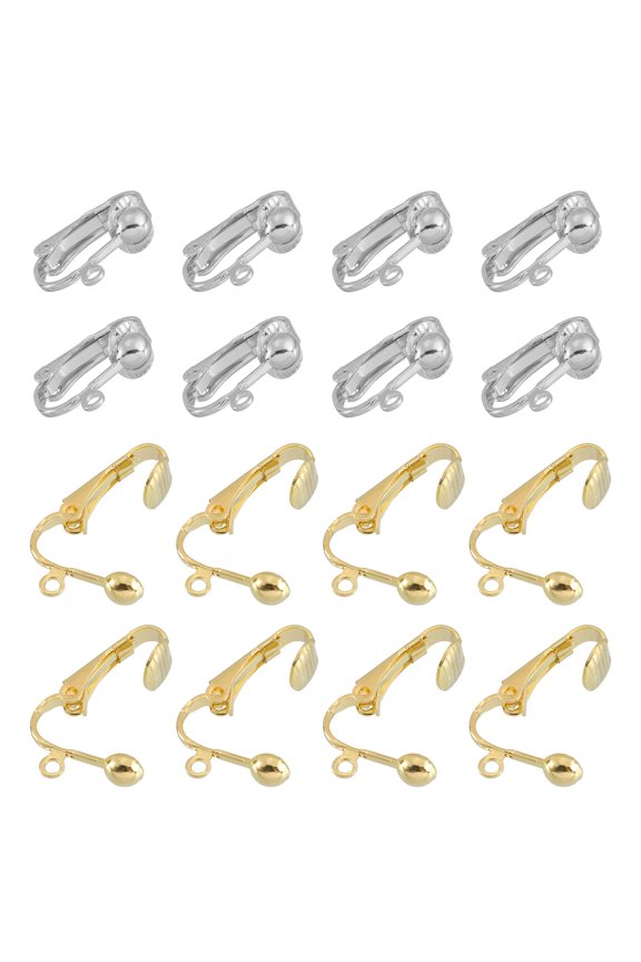 Earring Converter, 16Pack Copper Plating Earring Findings with Easy Open Loop (Imitation Gold & White)