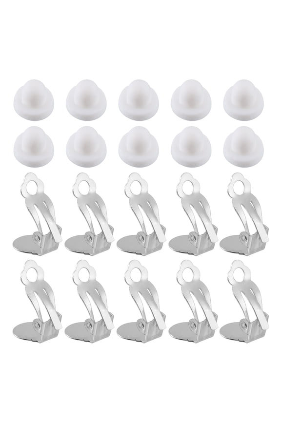 Earring Converter with Silicon Earring Pads, 20Pack  Earring Findings with Easy Open Loop (White)