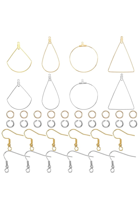 Earring DIY Making Kit 24pcs Beading Hoop Earring Finding Stainless Steel Wire Pendants and 60pcs Open Jump Rings 60pcs Earring Hooks for Earrings Jewelry Making DIY Mixed Color