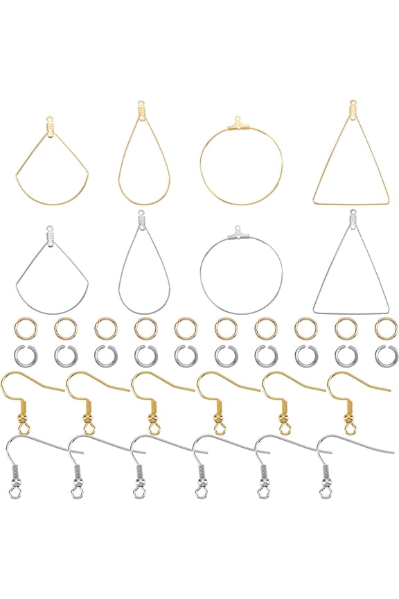 Earring DIY Making Kit 24pcs Beading Hoop Earring Finding Stainless Steel Wire Pendants and 60pcs Open Jump Rings 60pcs Earring Hooks for Earrings Jewelry Making