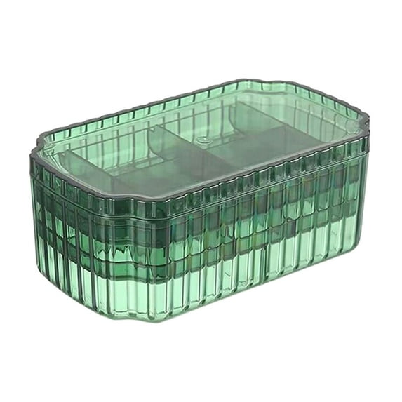 Earring Display Case 3 Layer Jewelry Organizer with Multi Grids Multipurpose Durable Earring Holder for Bracelet Rings Storage Green