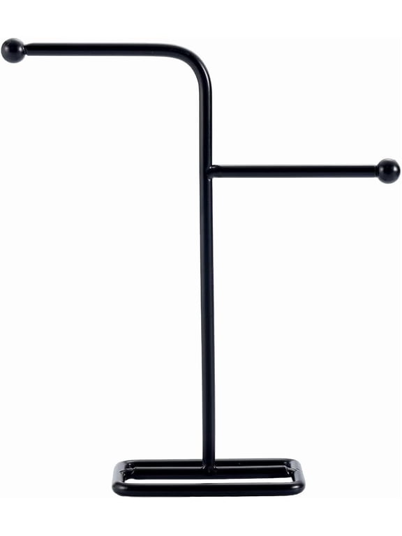 Earring Display Stand Jewelry Display Holder Black Jewelry Towers No Hole Necklace Stand Holder Storage Bangles Rings Earrings Watch Hanging Organizer for Selling Home Storage Show Photo