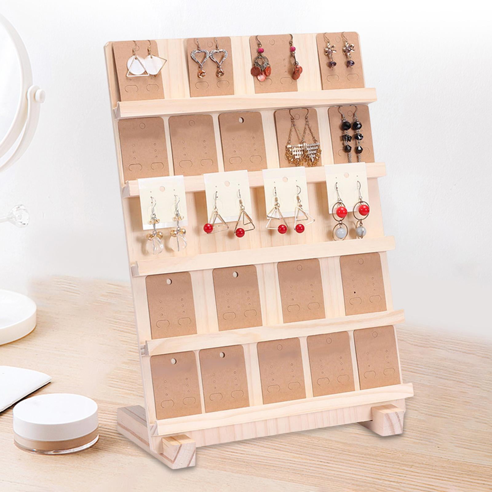 Gransuncy 50 Pcs Natural Wood Earring Display, Portable Wooden Earring Card  Holder Stands with 50pcs Earring Cardboard for Selling Earring, Displaying