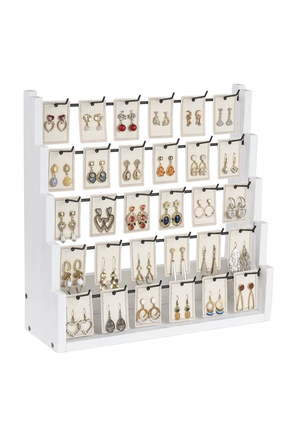 Earring Display for Vendors, 30 Hooks Solid Wood Jewelry Display for Vendors Selling, Large Capacity Earring Display Stands Earring Cards Rack Bracelet Holder