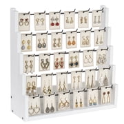 Earring Display for Vendors, 30 Hooks Solid Wood Jewelry Display for Vendors Selling, Large Capacity Earring Display Stands Earring Cards Rack Bracelet Holder