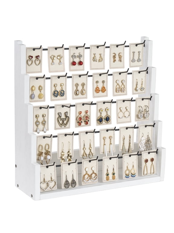 Earring Display for Vendors, 30 Hooks Solid Wood Jewelry Display for Vendors Selling, Large Capacity Earring Display Stands Earring Cards Rack Bracelet Holder
