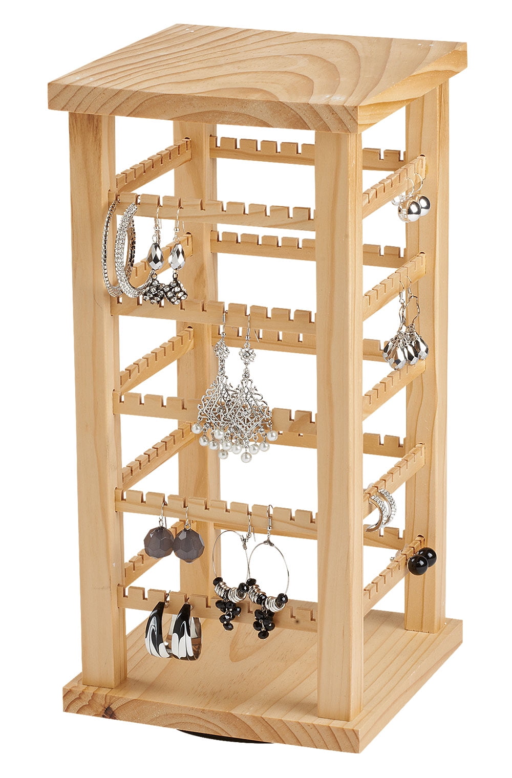 Pinzoveco Rotating Earring Display Stands for Selling with Adversitsing  Board, Real Wood Jewelry Display Stand for Vendors, Large Capacity Earring