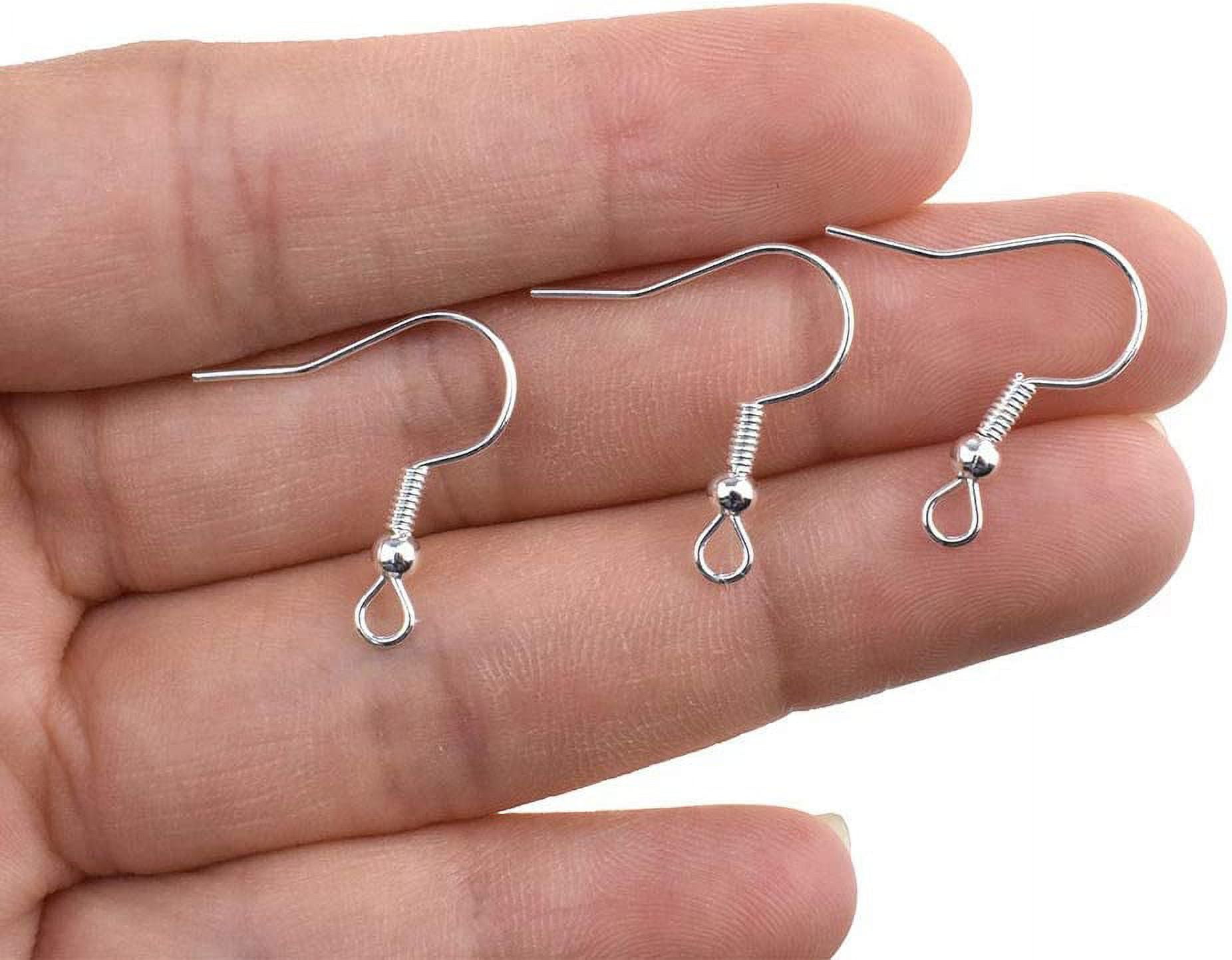 Earring Fish Hooks Hypoallergenic 20x20mm Wire with Ball and Coil No Irritate Itchy Tarnish for DIY Craft Jewelry Making Surgical Steel Silver