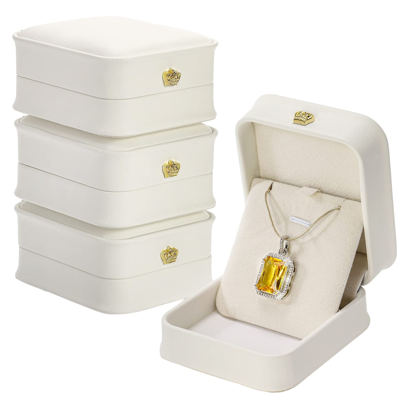 Earring Gift Boxes for Jewelry Elegant Ivory Leather Jewelry Box With