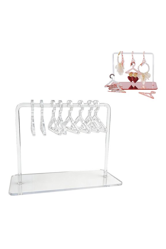 Earring Hanger Rack with 8 Mini Coat Hangers, Acrylic Earring Holder Display Stand, Coat Hanger Jewelry Display Dangle, Ear Studs Hanging Earrings Organizer For Women Girls