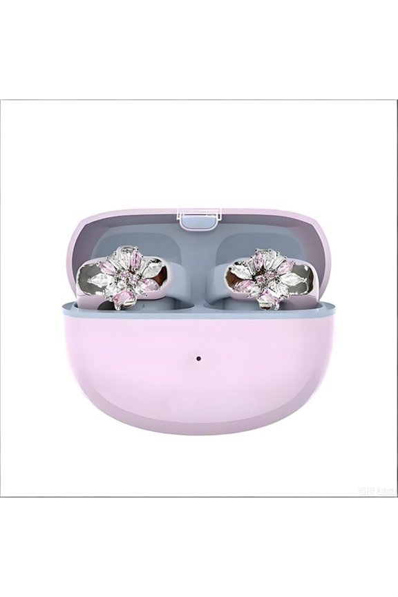 Earring Headphones for Women, 2 in 1 Earring Earbuds Wireless Bluetooth, Clip On Earbuds Jewelry with Open Ear Design, Crystal Fashion Earrings Headphones for Daily Sports