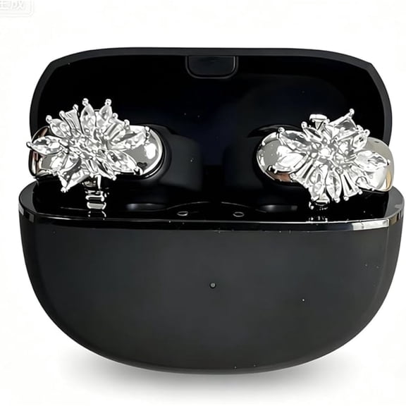 Earring Headphones for Women, 2 in 1 Earring Earbuds Wireless Bluetooth, Clip On Earbuds Jewelry with Open Ear Design, Crystal Fashion Earrings Headphones for Daily Sports