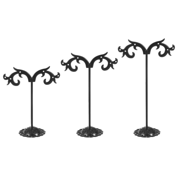 Earring Holder, 3pcs Earring Stand Earring Display Stands Storage Organizer Metal Rack Spray for Photography, Black