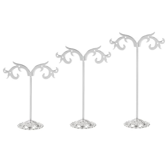 Earring Holder, 3pcs Earring Stand Earring Display Stands Storage Organizer Metal Rack Spray for Photography, Silvery