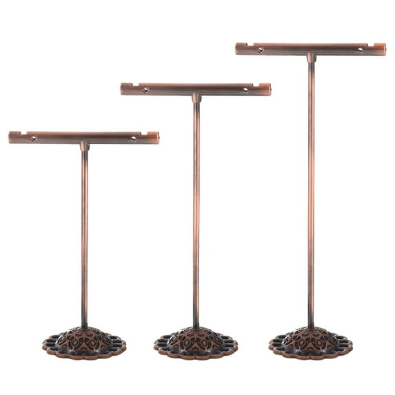 Earring Holder, 3pcs Earring Stand Earring Display Stands Storage Organizer Metal Rack T Bar for Photography, Bronze