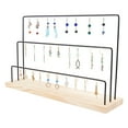 thumbnail image 1 of Earring Holder Display Stand 3 Layer Jewelry Display Stands Earring Organizer Stand Jewelry Holder Organizer With Wooden Base for Hanging Earring Jewelry Organizer Display Tree - Black, 1 of 6