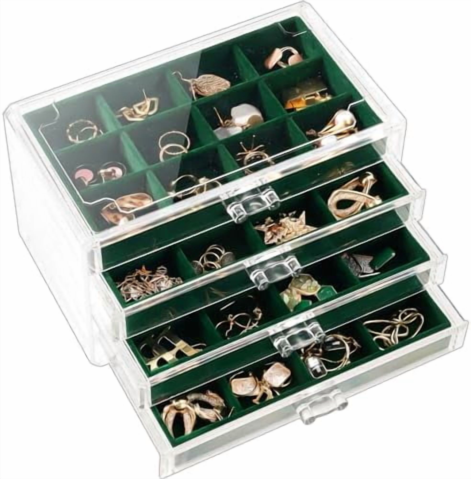 Earring Holder Organizer Box Jewelry Storage with 4 Drawers, Clear ...