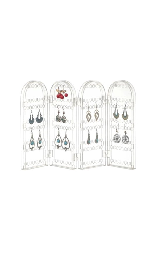 Earring Holder Organizer,Jewelry Organiser Stand,4 Doors 240 Holes Foldable Screen Necklace Rack Multi-Purpose Dressing Tabletop Jewelry Holder for Necklaces Earrings Bracelets Rings
