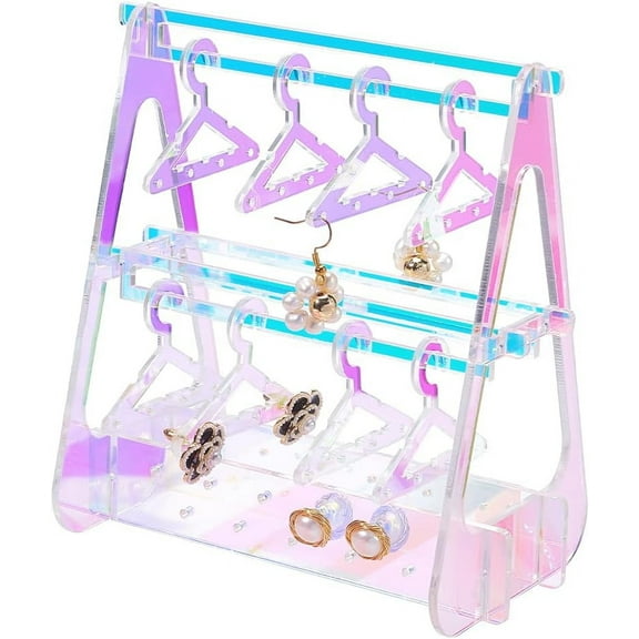Earring Holder Stand, 52 Holes Acrylic Earring Display Rack with Mini Hangers Dangle Earring Hanging Organizer Jewelry Display Stand for Earrings Necklace Ring Bracelet Jewelry