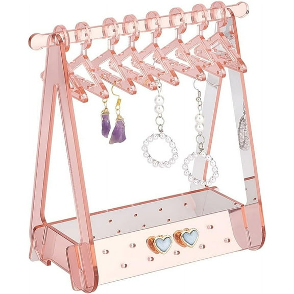 Earring Holder Stand 52 Holes Cloth-Horse Shape Jewelry Display Stands Dangle Earring Hanging Organizer Acrylic Ear Studs Display Rack for Selling Retail Show Personal Exhibition Light Coral