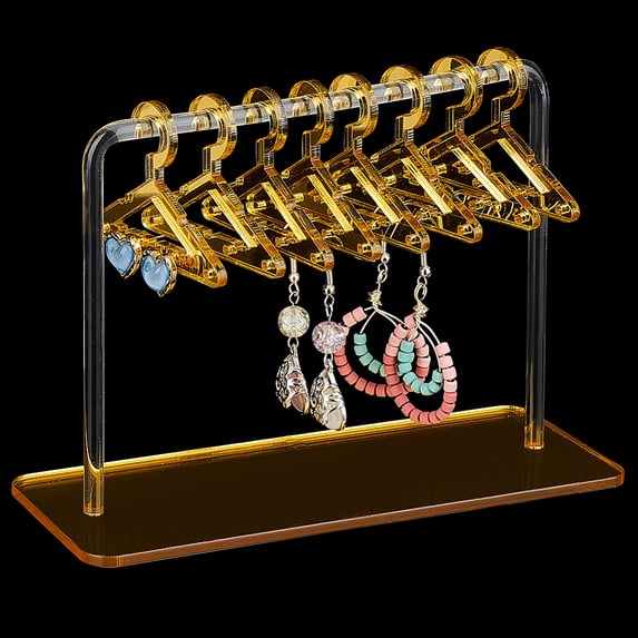 Earring Holder Stand Cloth-Horse Shape Jewelry Display Gold Dangle Earring Hanging Organizer Acrylic Ear Studs Display Rack for Retail Show Personal Exhibition 2.3x5.9x4.2inch